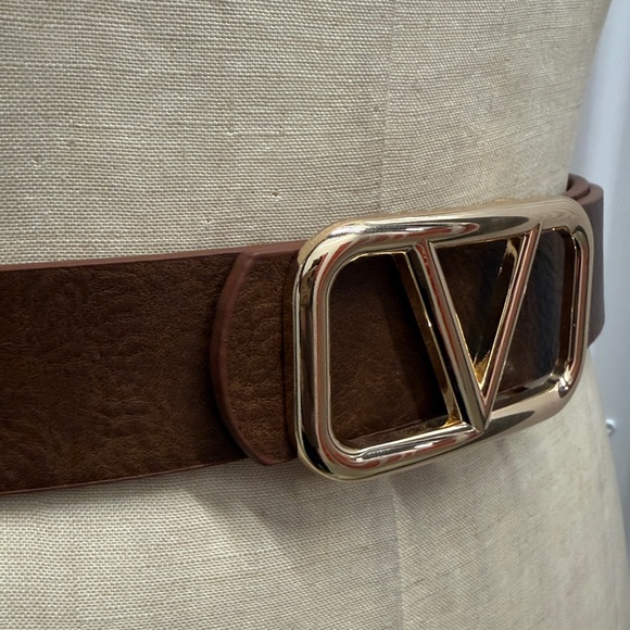 Elegant Belt with Gold Buckle BROWN main image 12